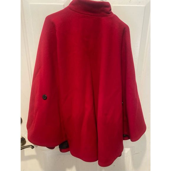 Vintage Pendleton Red Virgin Wool Women’s Cape Coat Sz Small Black Buttons - Picture 6 of 13